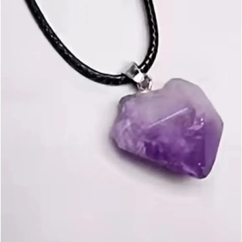 Natural raw Stone amethyst, necklace with adjustable chain. So many benefits..